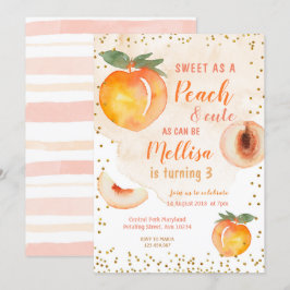 Convites Suor como pêssego está virando 3 Aniversário