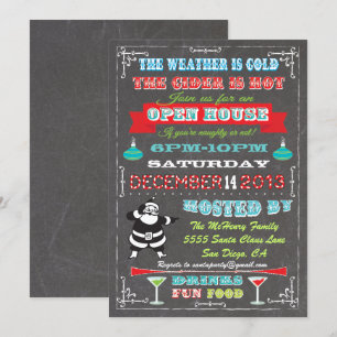 Convites Super Divertida Casa Aberta de Natal no Quadro Neg