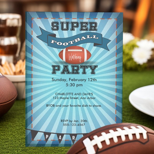 Convites Super Futebol Game Assistindo Festa (Custom football party invitations)
