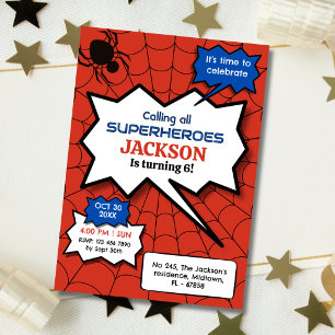 Convites Super-herói aniversário de 6 anos crianças aranha 
