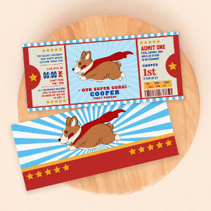 Convites Super-herói Corgi Puppy Festa de aniversário
