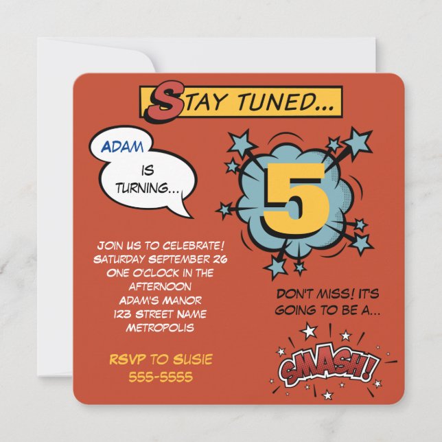 Convites Super-herói Smash! (Frente)