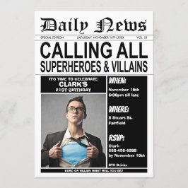 Convites Super-heróis ou Festas de aniversário Villains