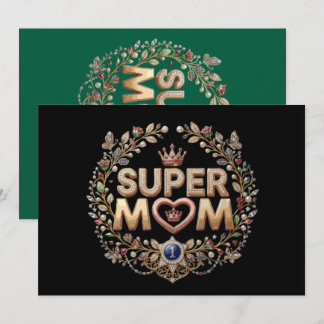 Convites Super Mãe Coroa Floral Elegante Medalha Dourada