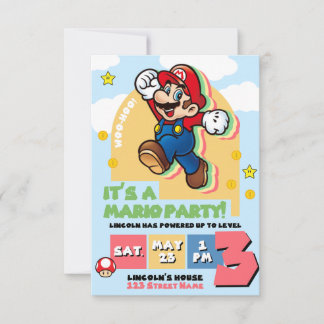Convites Super Mario Birthday Invitation