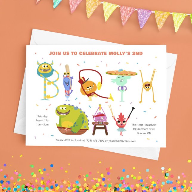 Convites Super Simples | Rhymington Birthday (Card on table)