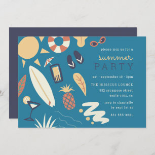 Convites Superfície e Sol  Festa de aniversário De Verão De