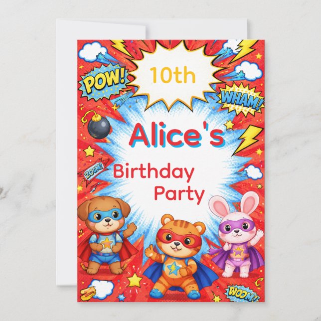 Convites Superhero Birthday Invitation card (Frente)
