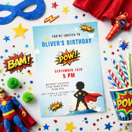 Convites Superhero Cartoon Boy Birthday Party