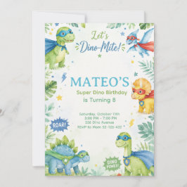 Convites Superhero Dinosaur Watercolor Birthday Party Paste