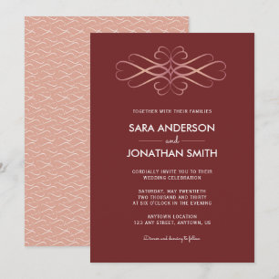 Convites Suportes Dourados rosa   Burgundy Wedding