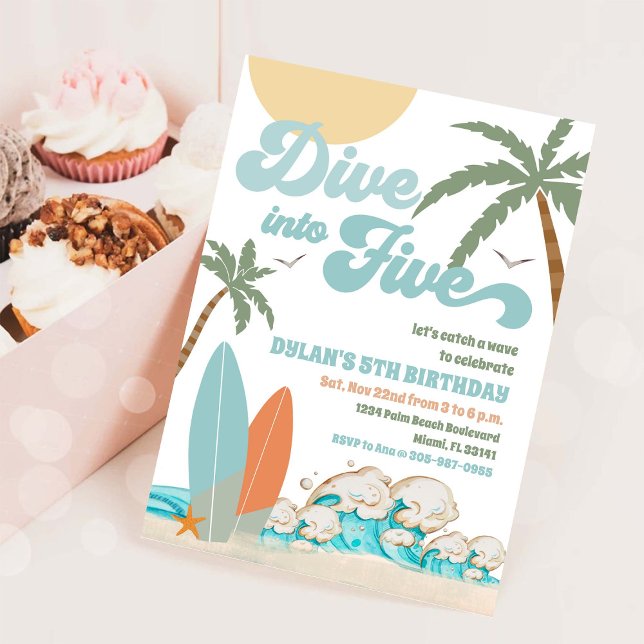Convites Surf Birthday Party Invitation (Criador carregado)