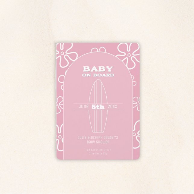 Convites Surf Board Baby Shower - Custom Gender Neutral (Baby on Board Gender Neutral Shower)