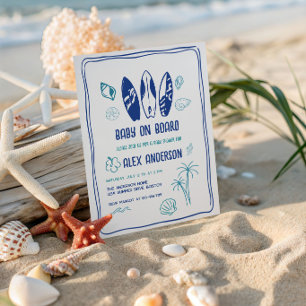Convites Surfando Bebê, Bebê na Praia a Bordo Chuveiro