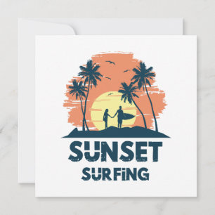 Convites Surfando -Surfando ao pôr do sol