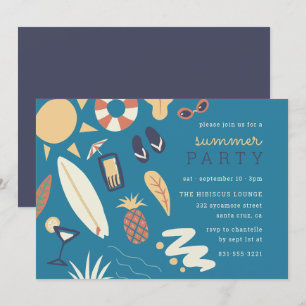 Convites Surfboard e Sun   Festa de aniversário De Verão De