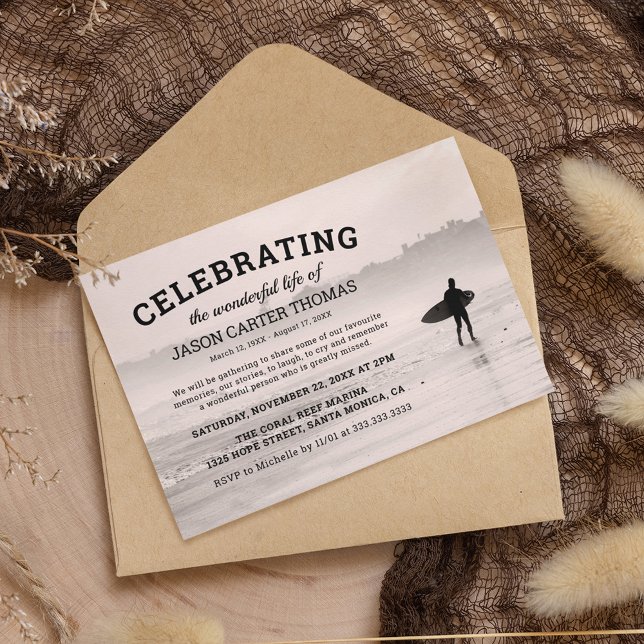 Convites Surfer Funeral | Celebração Da Vida (Criador carregado)