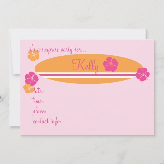 Convites Surfing Hibiscus (Frente)