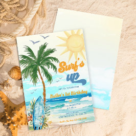 Convites Surfs Up Beach primeiro aniversario Invance