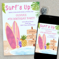 Surfs Up Festas de aniversário Girls Surfboard