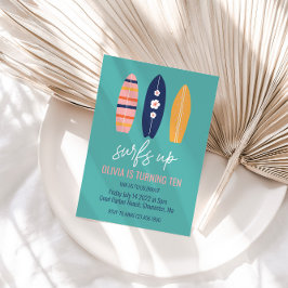 Convites Surfs Up Girl Surfboard Festa de aniversário Invit