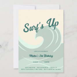 Convites Surf's Up - Kids Birthday Party Invitation Beach