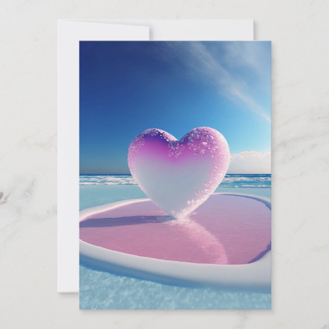 Convites Surge do Amor: Casamento Cardíaco das Ondas Românt (Frente)