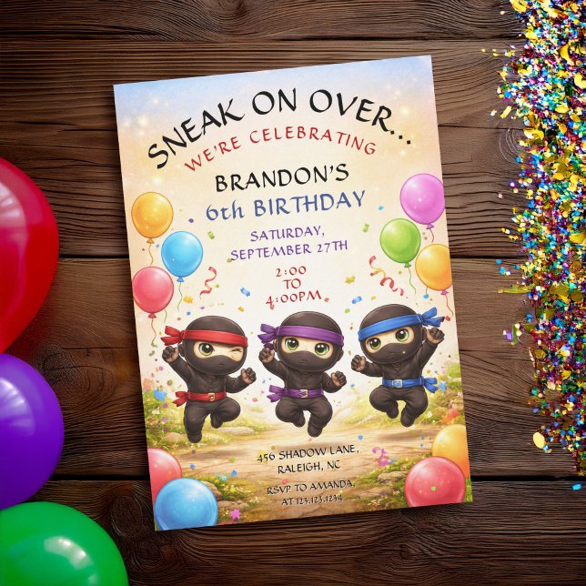 Convites Surpreenda Com Três Ninjas Festa de Aniversário de (Criador carregado)