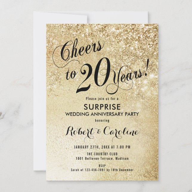 Convites Surpreenda no 20º Aniversário de Casamento - Doura (Frente)