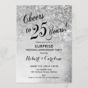 Convites Surpreenda no 25º Aniversário de Casamento - Prata