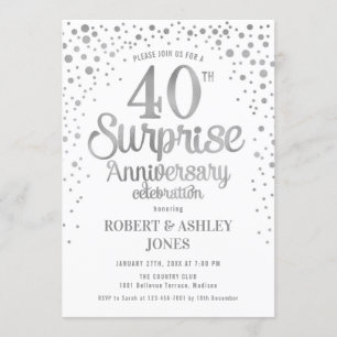 Convites Surpreenda no 40º Aniversário de Casamento - Prata