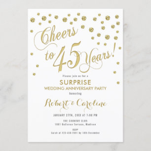 Convites Surpreenda no 45º Aniversário de Casamento - Branc