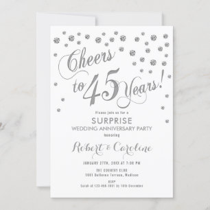 Convites Surpreenda no 45º Aniversário de Casamento - Branc