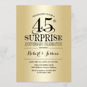 Convites Surpreenda no 45º Aniversário de Casamento - Ouro