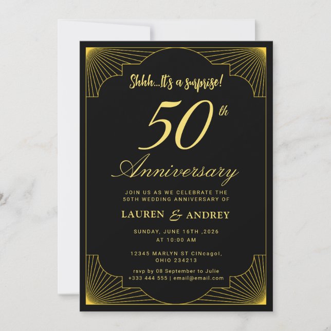 Convites Surpreenda no 50º Aniversário de Casamento (Frente)