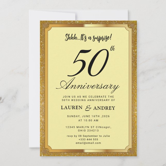 Convites Surpreenda no 50º Aniversário de Casamento (Frente)