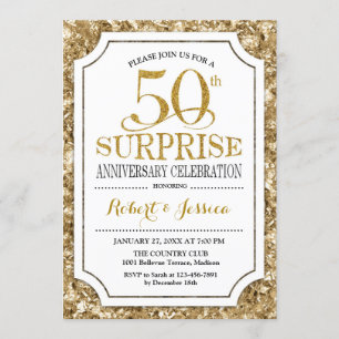 Convites Surpreenda no 50º Aniversário de Casamento - Ouro 