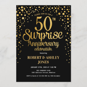Convites Surpreenda no 50º Aniversário de Casamento - Preto