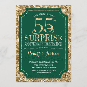 Convites Surpreenda no 55º Aniversário de Casamento - Verde