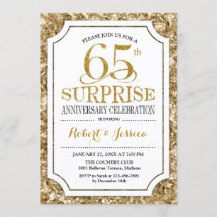 Convites Surpreenda no 65º Aniversário de Casamento - Ouro 