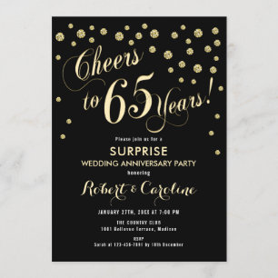 Convites Surpreenda no 65º Aniversário de Casamento - Preto