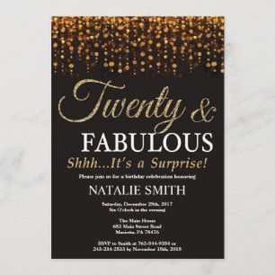 Convites Surpreenda o 20o aniversário vinte e o ouro