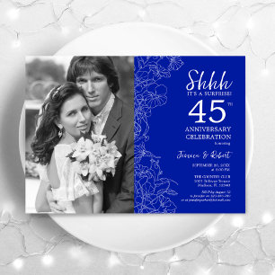 Convites Surpreenda o 45º Aniversário Com Foto Azul Real