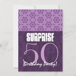 Convites Surpreenda o 50th aniversário LaceTemplate roxo 0