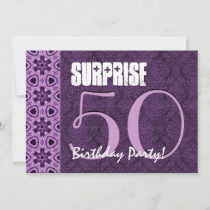 Convites Surpreenda o 50th aniversário LaceTemplate roxo 0
