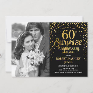 Convites Surpreenda o 60º Aniversário com Foto - Dourado Pr