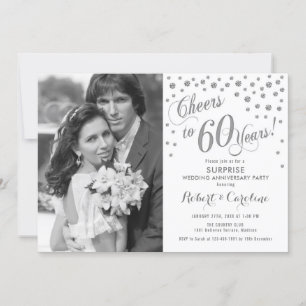 Convites Surpreenda o 60º aniversário com foto prateada bra
