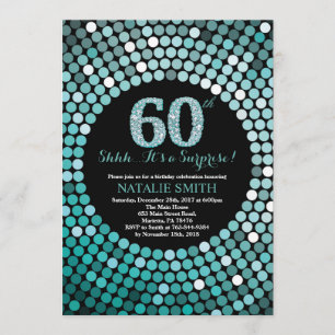 Convites Surpreenda o 60th preto do aniversário e o brilho