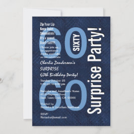 Convites SURPREENDA os azuis marinhos modernos R604 do 60th