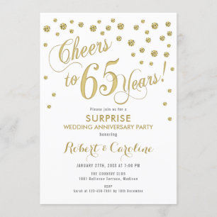 Convites Surpreendendo 65º Aniversário de Casamento - Branc